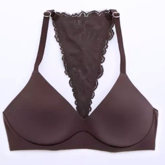 EUC Aerie Lace Smooth Real Sunnie Wireless Push Up Bra Expresso Kiss Size 38D - Picture 2 of 11